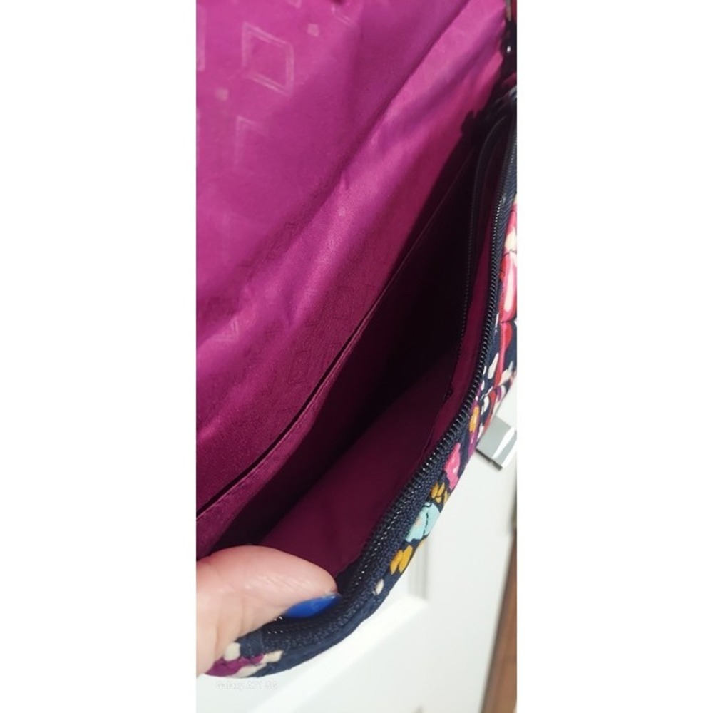 Vera Bradley Quilted Pink And Navy Blue Bag Java Floral Paisley Shoulder Purse - Picture 7 of 9